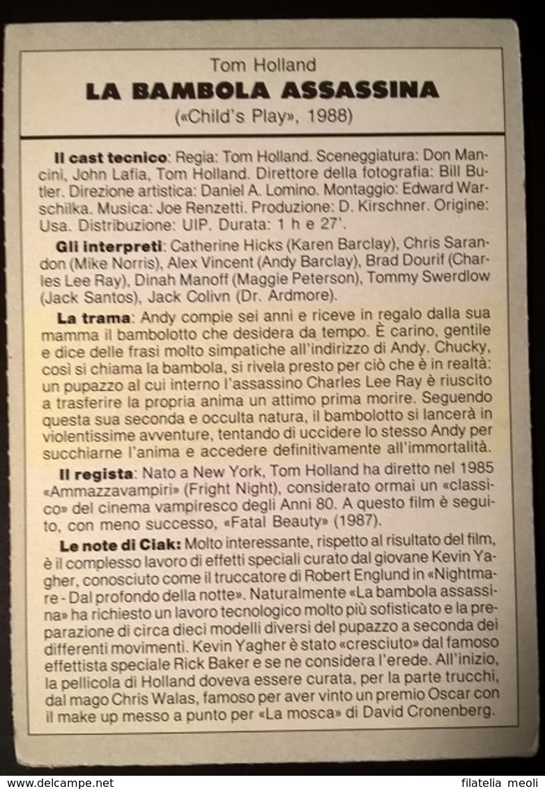 SCHEDA CIAK LA BAMBOLA ASSASSINA - Altri & Non Classificati