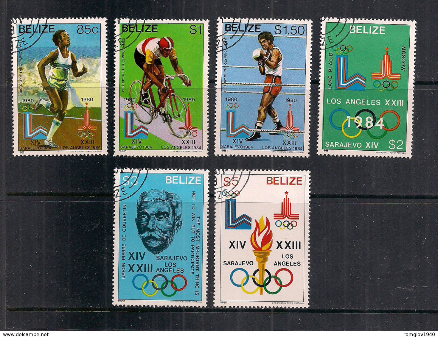 BELIZE   OLIMPIADI   YVERT 527-532  USATA  VF - Belize (1973-...)