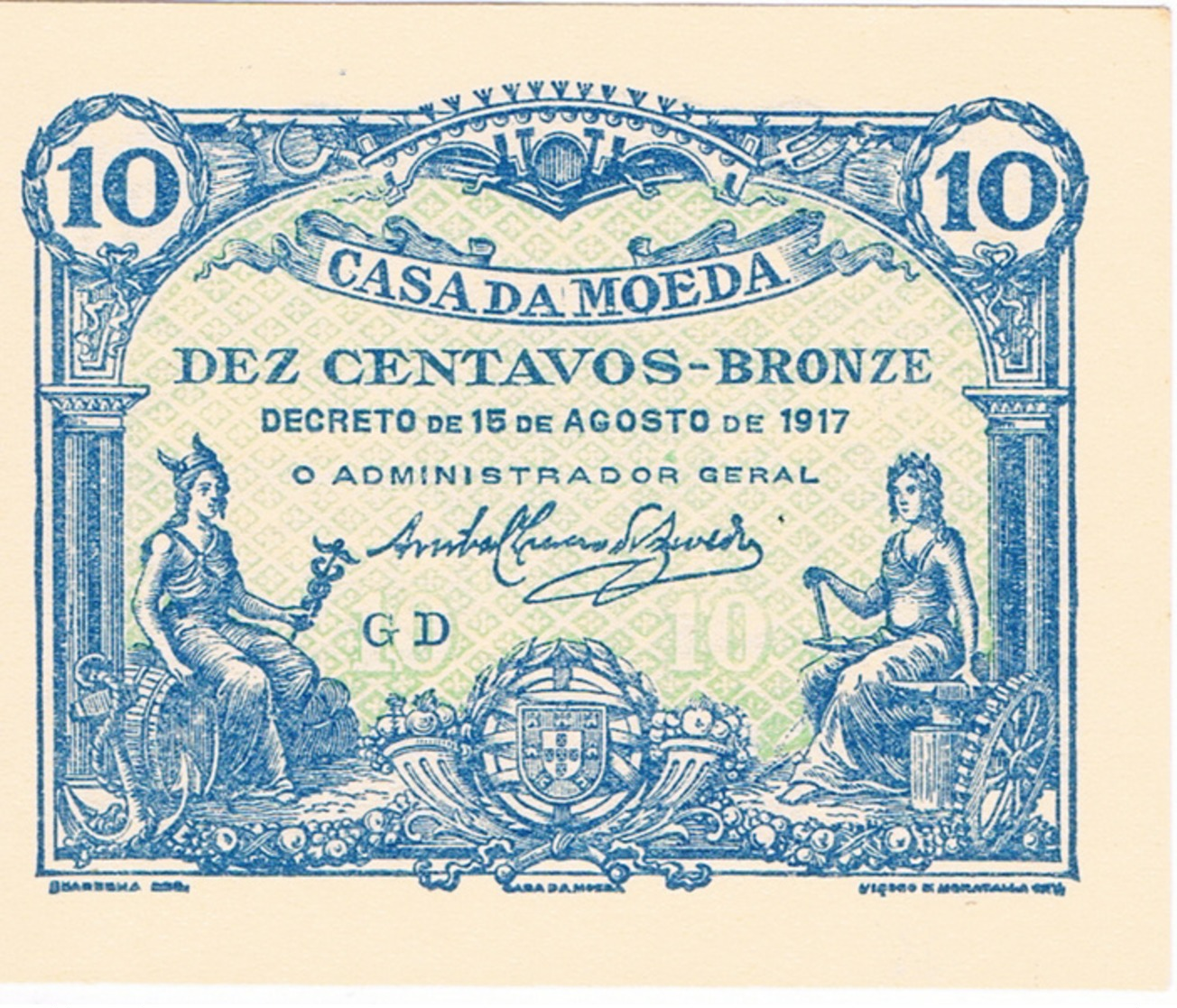 CASA DA MOEDA PORTUGUESA - CÉDULA DE 10 CENTAVOS - Portugal