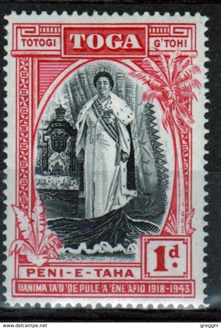 Tonga 1944 Single 1d Stamp From The Silver Jubilee Of Queen Salote's Accession. - Tonga (...-1970)