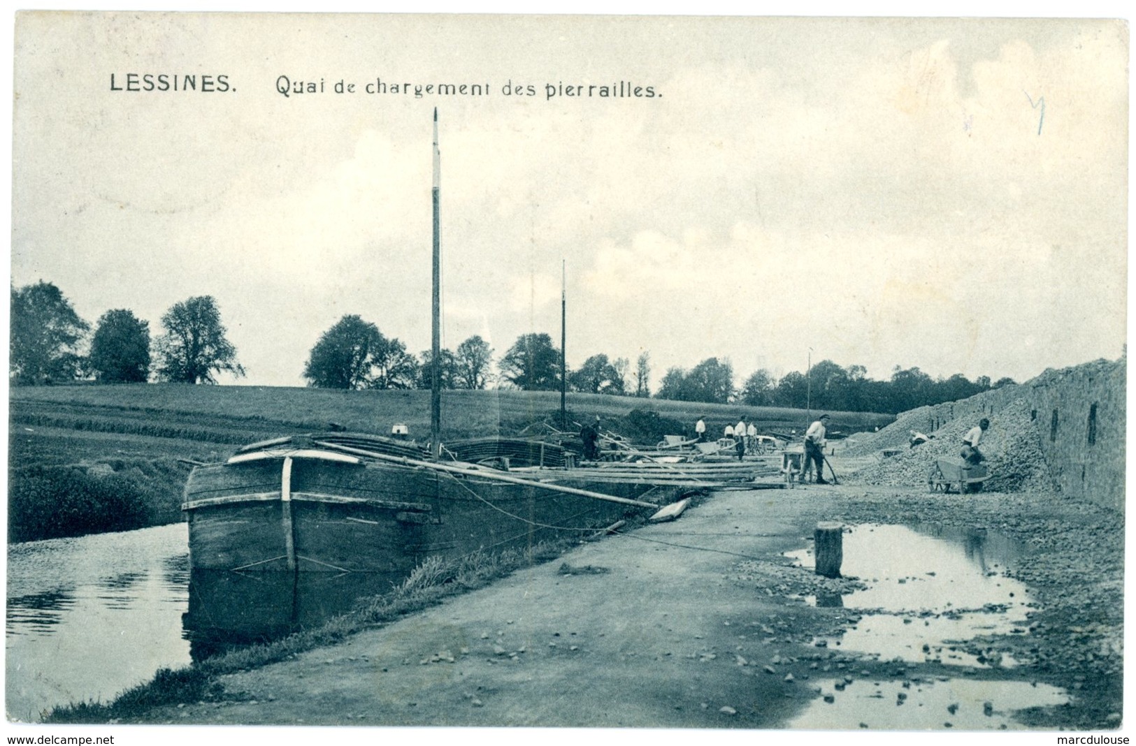 Lessines. Quai De Chargement Des Pierrailles. Péniche. Animée. Lessen. Ladingskaai Van Steenslag. Aak. - Lessen