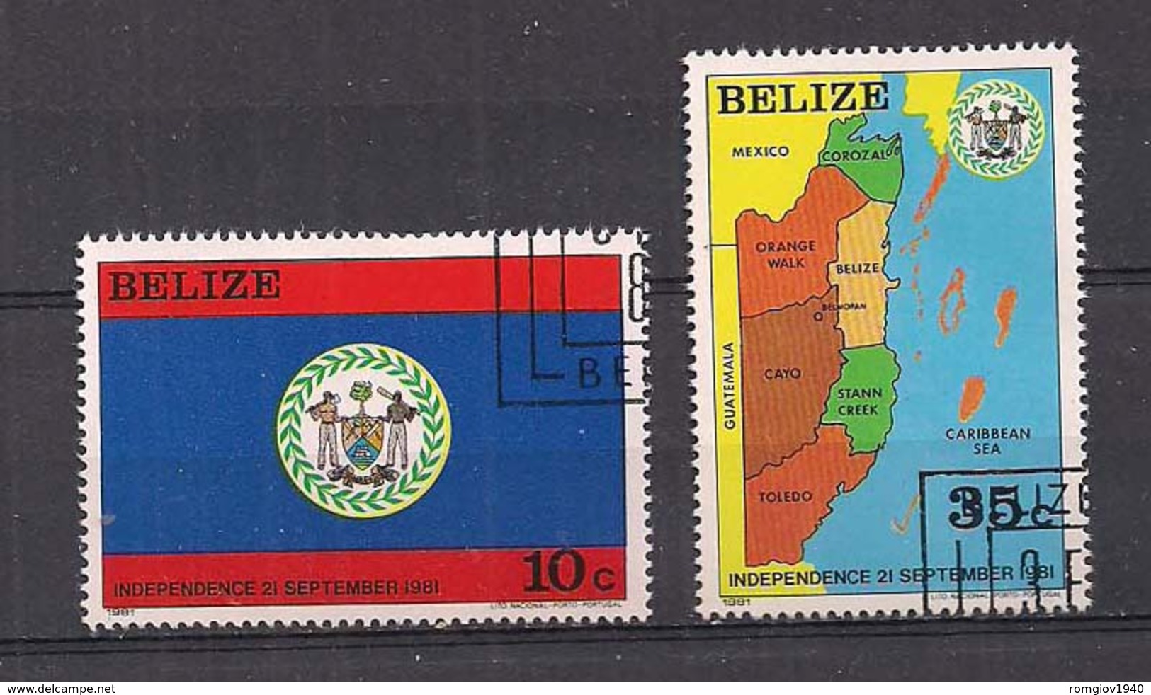 BELIZE   1982   INDIPENDENZA NAZIONALE   YVERT 572-573   USATA   XF - Belize (1973-...)