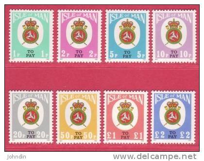 Isle Of Man 1982 Postage Due Set Of 8 SG D17 To D24 - 1p To £2  UM / MNH  ( IOM Postage Dues) - Isle Of Man