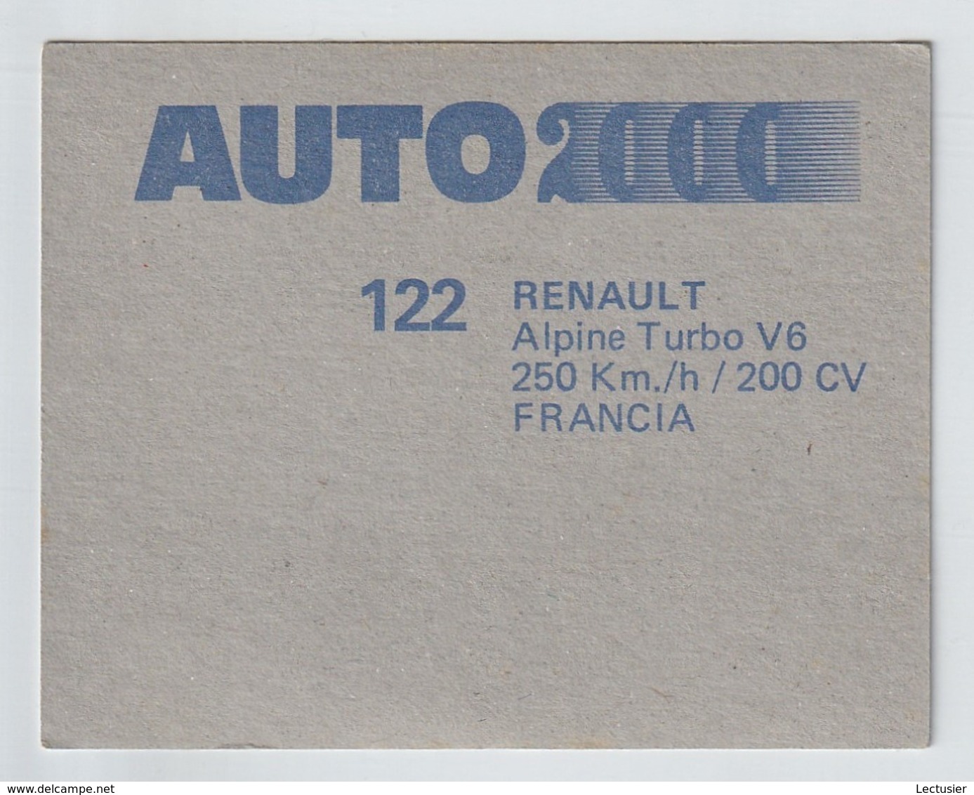 Renault Alpine Turbo V6 - Spanish Collection Card Number 122 - Year 1988 - Coches