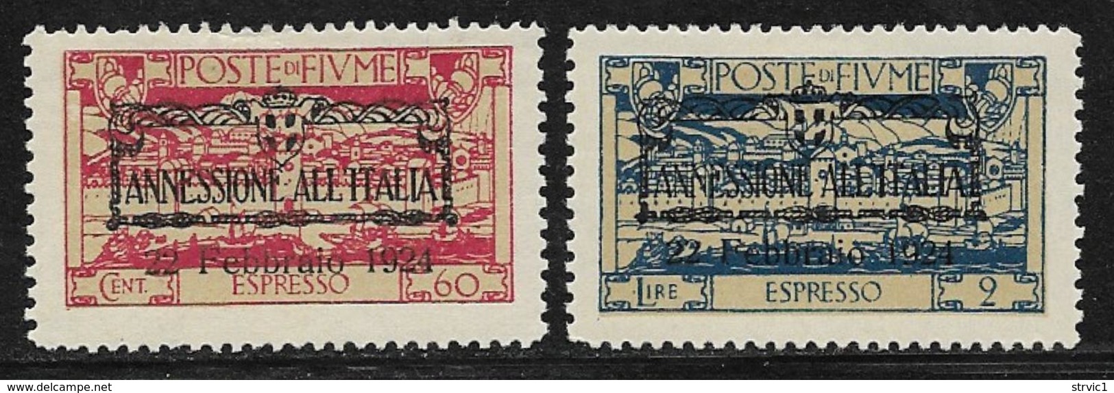 Fiume Scott # E16-7 Mint Hinged Special Delivery Stamps, Overprinted, 1924 - Fiume