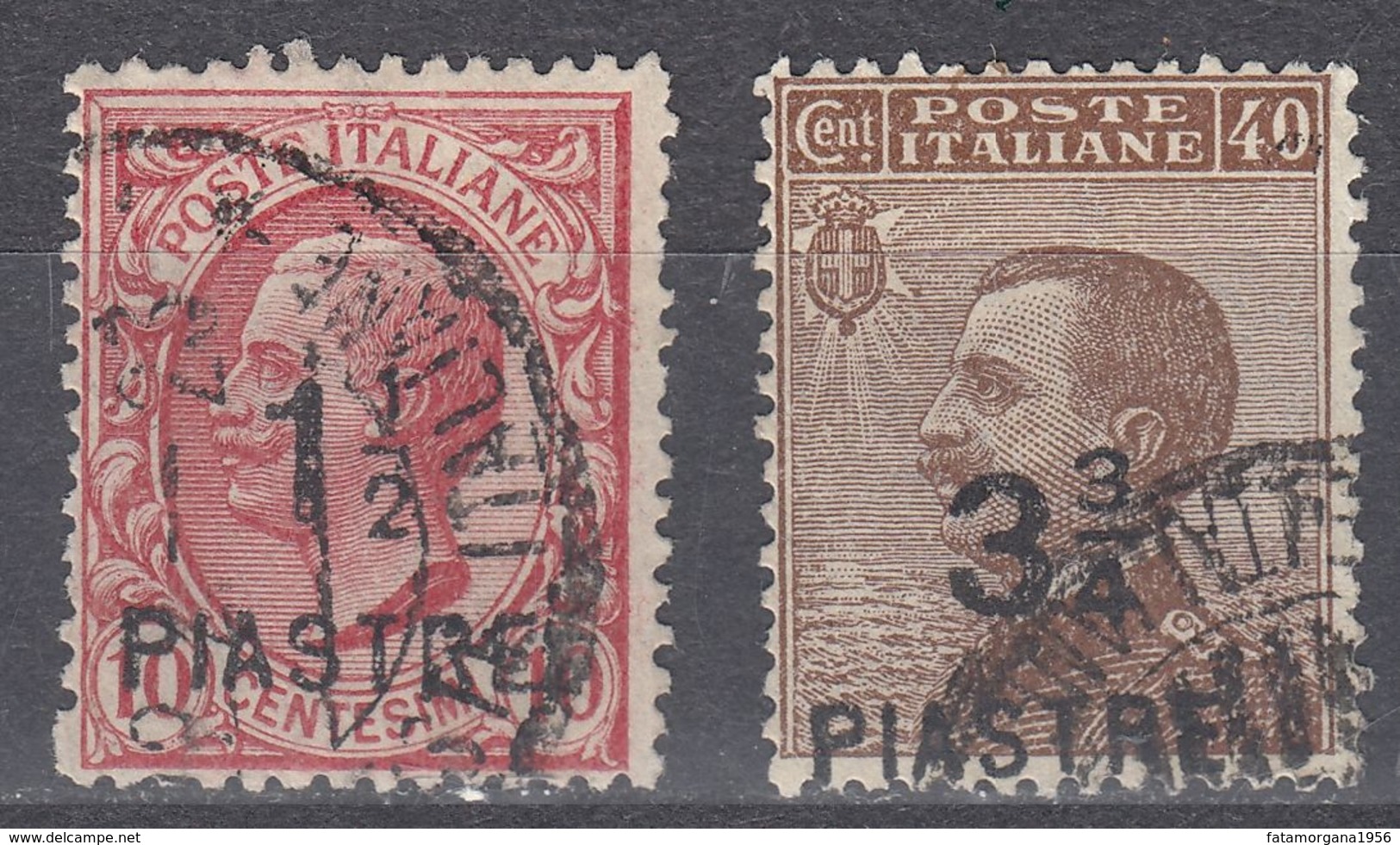 COSTANTINOPOLI UFFICIO ITALIANO - 1922 -  Due Valori Usati: Unificato 59 E 61, Come Da Immagine. - Uffici D'Europa E D'Asia