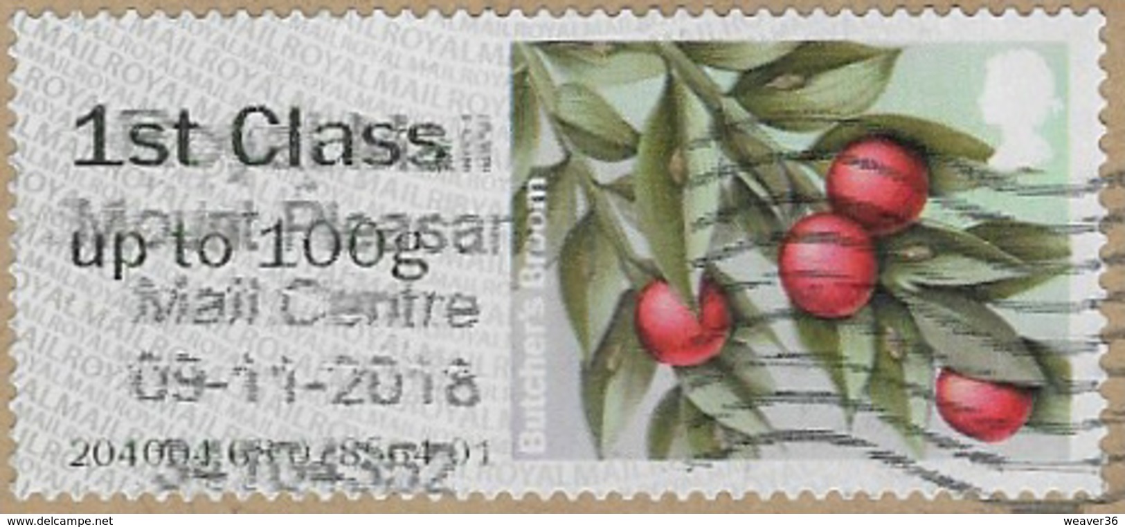 GB 2014 Winter Greenery 1st Type 4 Used Issuing Office 204004 [32/173/ND] - Post & Go Stamps