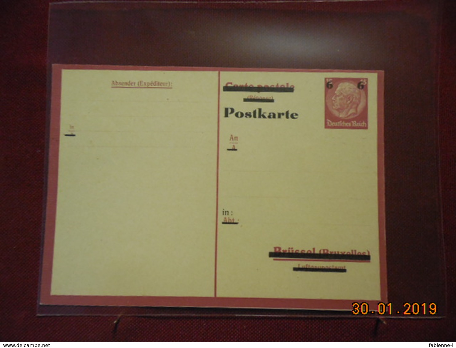 Entier Postal D Allemagne Surchargé - Briefe U. Dokumente