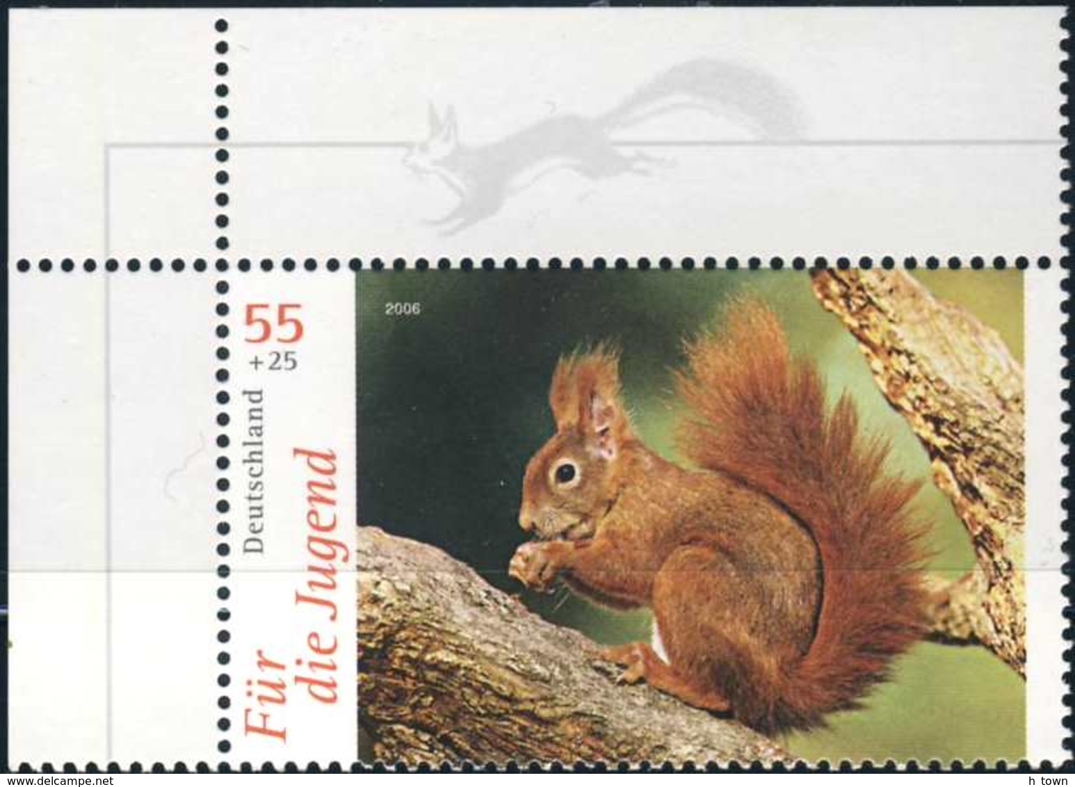 5169  Écureuil: Timbre D'Allemagne (2006) Avec Bordure Intéressante -  Squirrel Stamp From Germany With Nice Margin! - Rongeurs