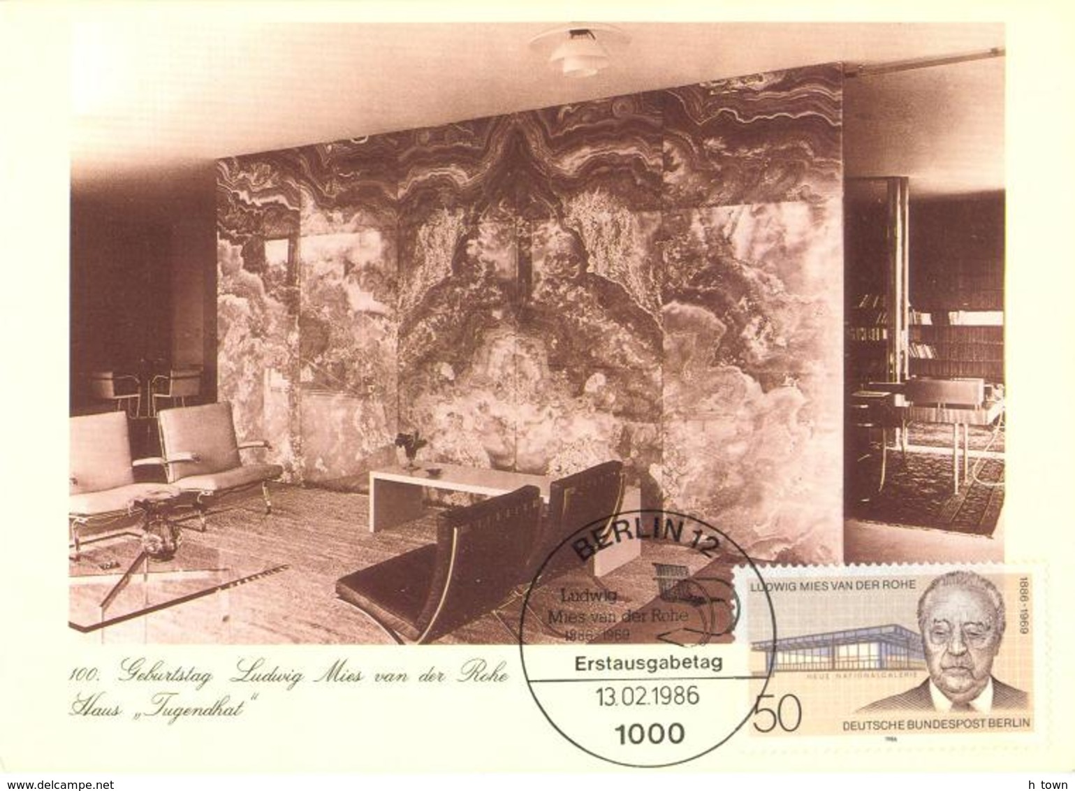 5239  Mies Van Der Rohe, Villa Tugendhat (1930) à Brno En Tchécoslovaquie - Tugendhat Chair, Onyx Wall. Functionalism - Otros & Sin Clasificación