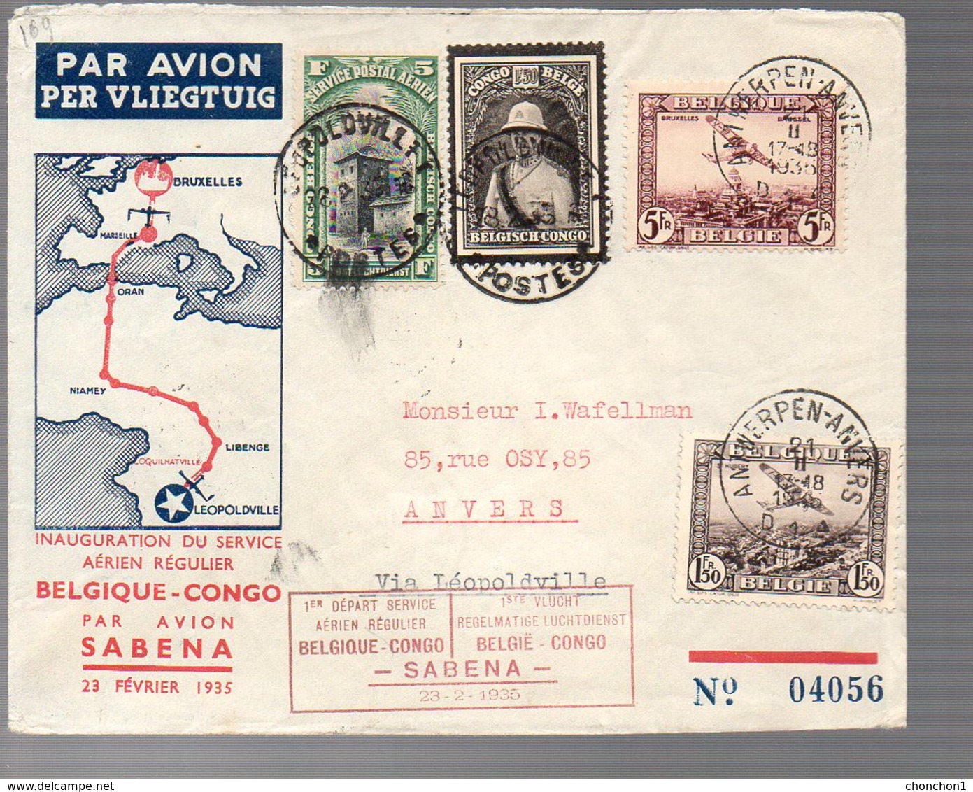 CONGO - PREMIER VOL A/R - 1935 - PL5 - Briefe U. Dokumente