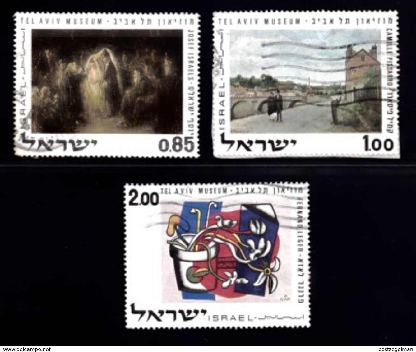 ISRAEL, 1970, Used Stamp(s), Without Tab, Paintings Jewish Museum, SG Number 465-467, Scan Number 17416 - Used Stamps (without Tabs)