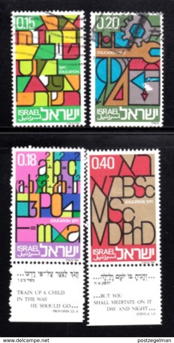 ISRAEL, 1972, Used Stamp(s), Without Tab, Education, SG Number 512-515, Scan Number 17426 Partly Unused With Tab - Used Stamps (without Tabs)