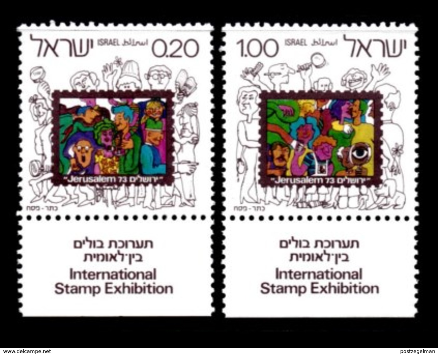 ISRAEL, 1973, Unused Hinged Stamp(s), With Tab, Stamp Exhibition, SG Number 569-570, Scan Number 17431, - Unused Stamps (with Tabs)