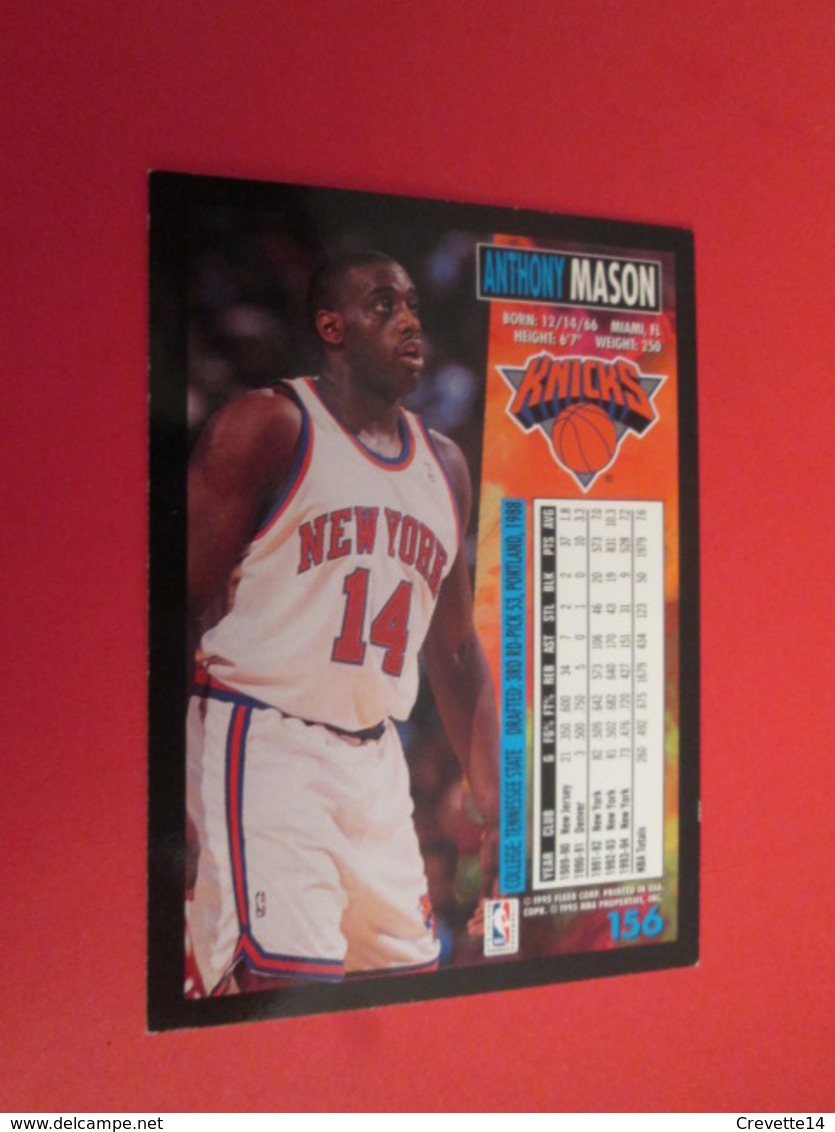 901-925 : TRADING CARD BASKET FLEER 94-95 NBA : N°156 ANTHONY "Franc"  MASON - Other & Unclassified