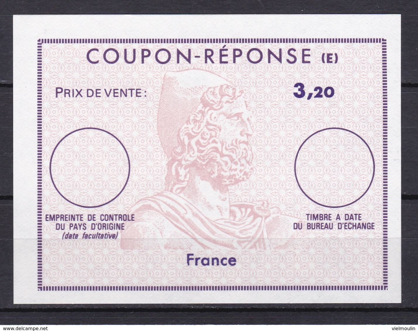 FRANCE - Type XII - 3,20 - COUPON-REPONSE (E) - Reply Coupon Reponse , - Militärische Franchisemarken
