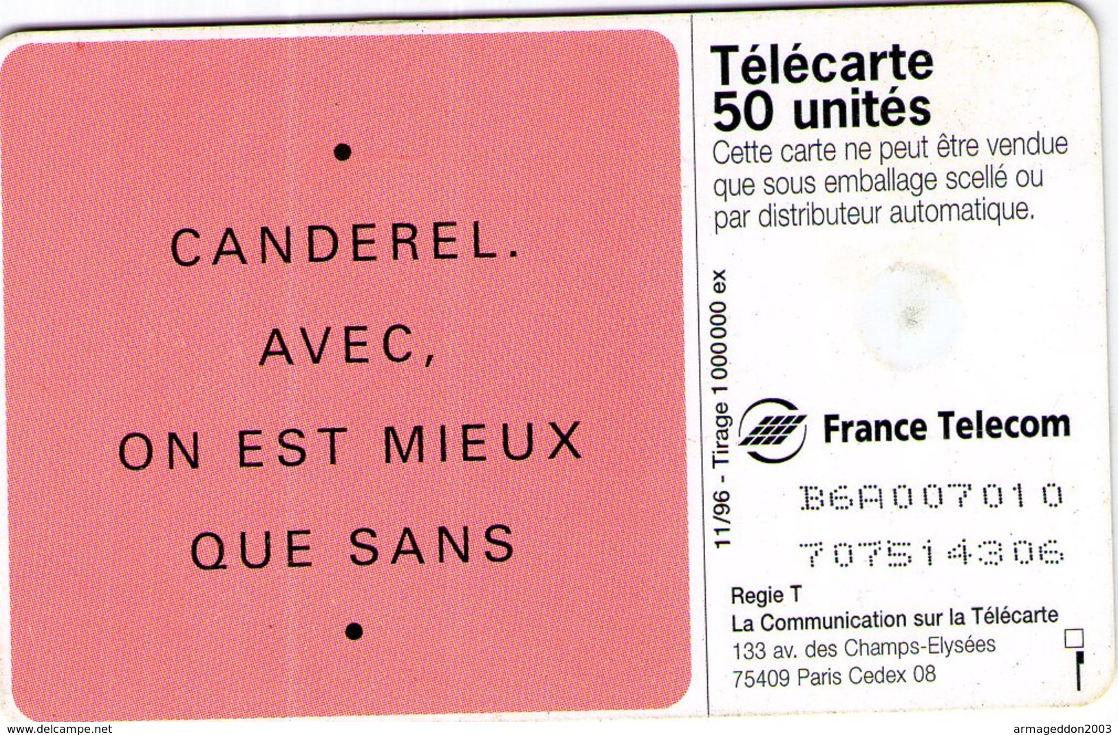 N°05 / TÉLÉCARTE 1996 CANDEREL 50 U  - / VOIR DOS - Alimentation