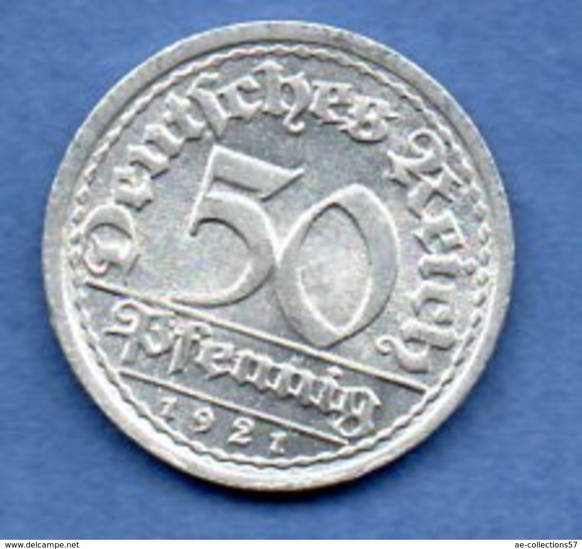 Allemagne  - 50 Reichspfennig  1921 J  - Km # 27  - état  SPL - 50 Rentenpfennig & 50 Reichspfennig