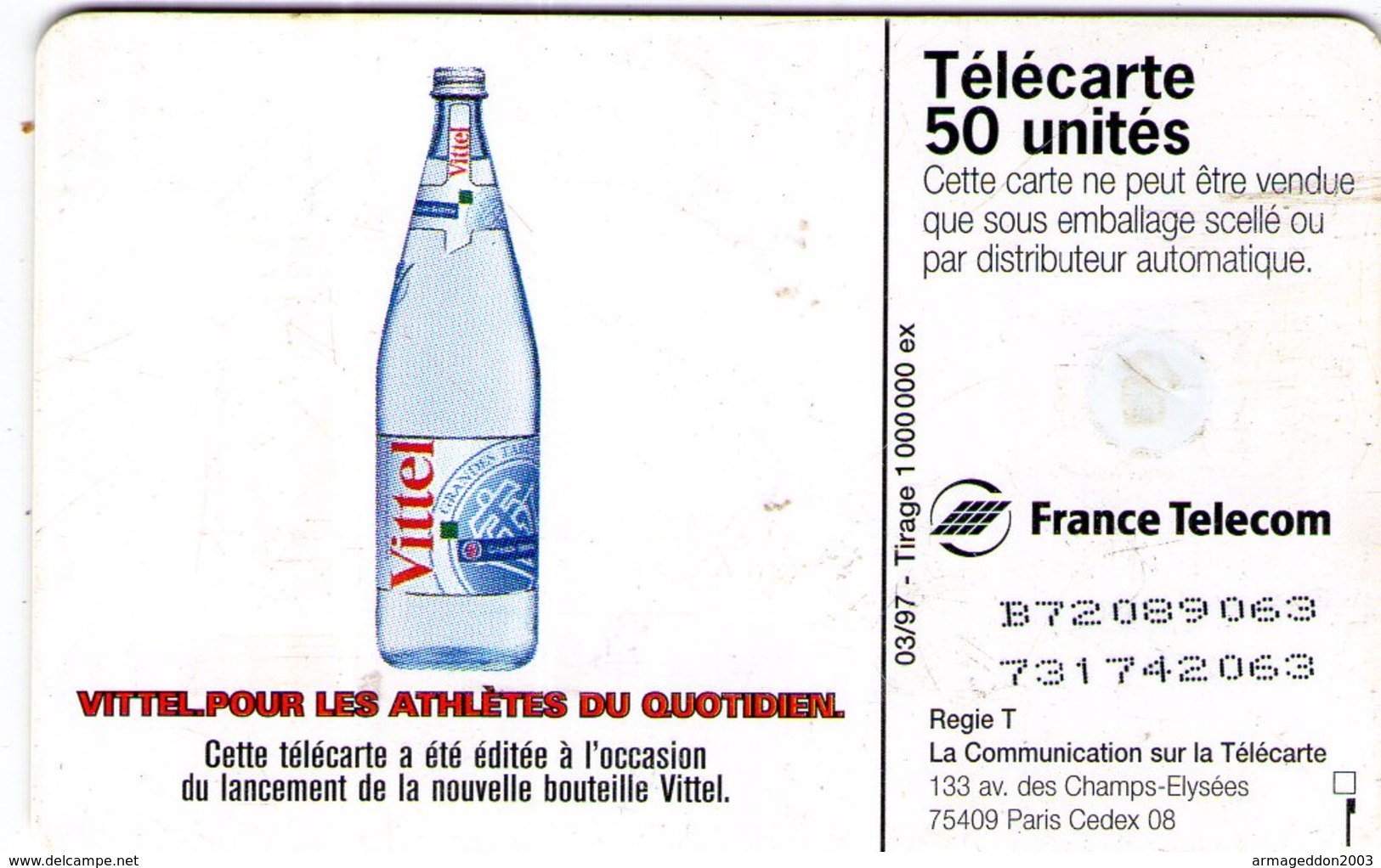 N°05 / TÉLÉCARTE 1997 EAU VITTEL  50 U  - / VOIR DOS - Alimentation