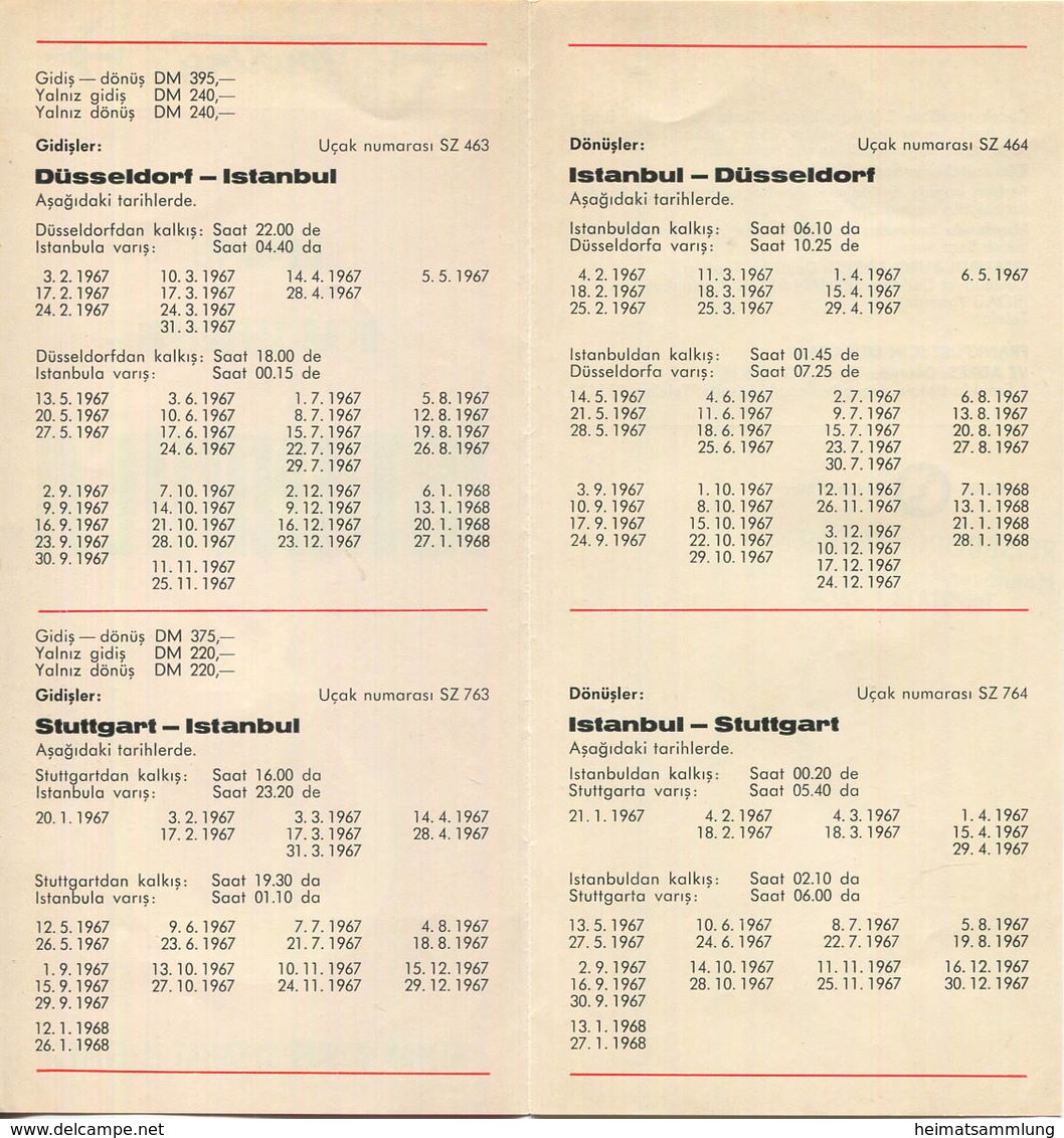 Touring - Devamli Ucak Seferleri Istanbul'a - Alman Develt Seyahat Isletmesi - Faltblatt 1967 - Europe