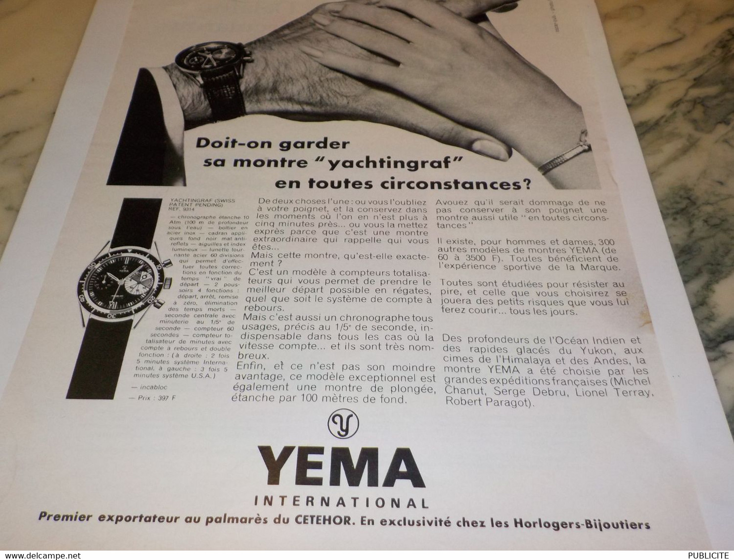 ANCIENNE PUBLICITE YACHTINGRAF YEMA 1968 - Autres & Non Classés