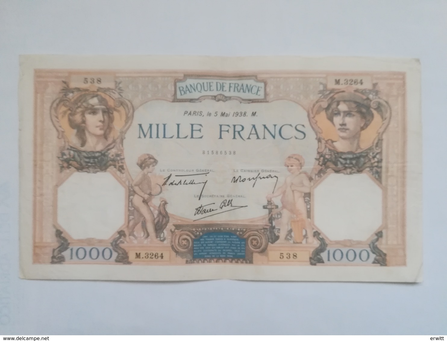 FRANCIA 1000 FRANCS 1938 - 1 000 F 1927-1940 ''Cérès Et Mercure''