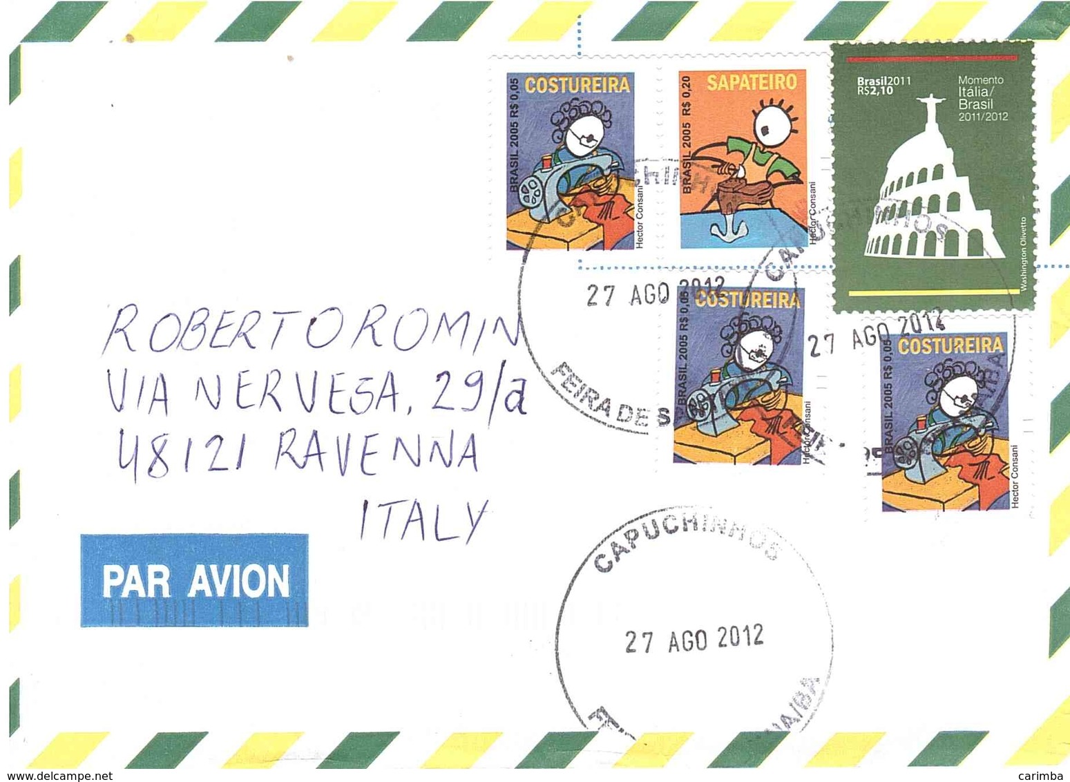 LETTERA X ITALY MOMENTO ITALIA BRASIL 2011/2012 - Storia Postale