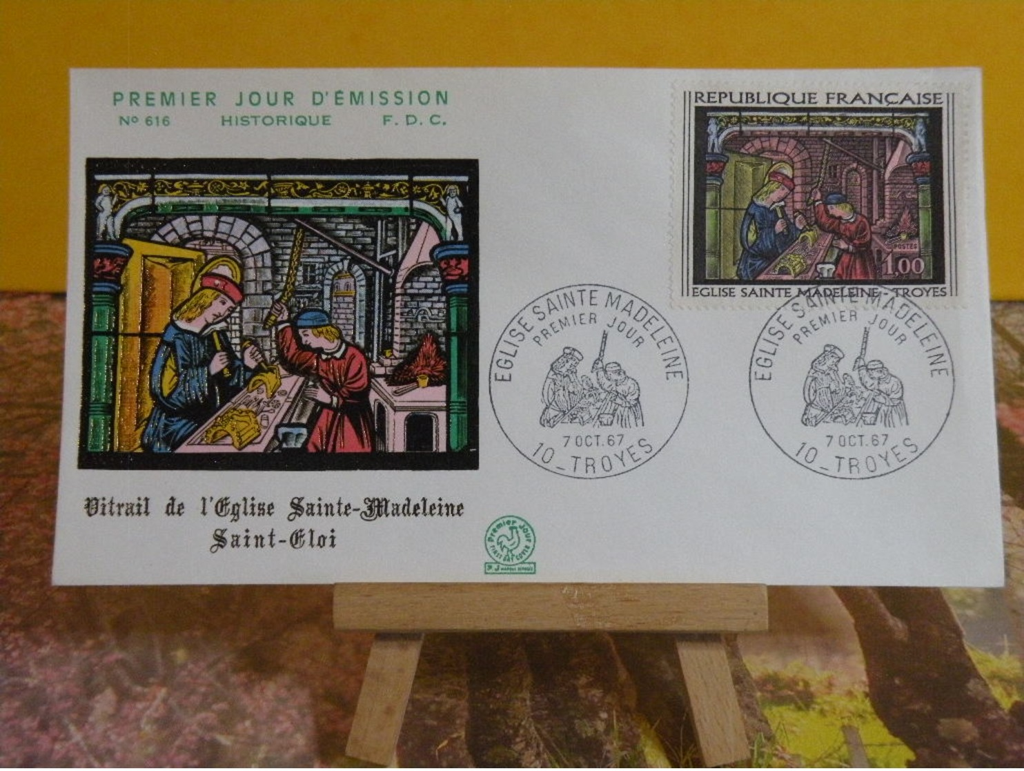 Historique. Saint Éloi église Sainte Madeleine - 10 Troyes - 7.10.1967 FDC 1er Jour N°616 - Coté 4€ - 1960-1969