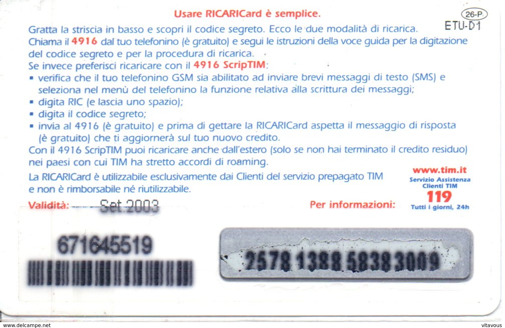 GSM Carte Prépayée Italie Italia Popeye BD Cinéma Phonecard  (G 91) - GSM-Kaarten, Aanvulling & Voorafbetaald