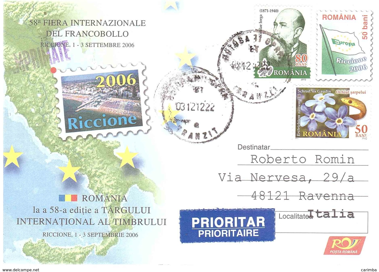 LETTERA PUBBLICITARIA RICCIONE 2006 DA ROMANIA A X ITALIA - Storia Postale