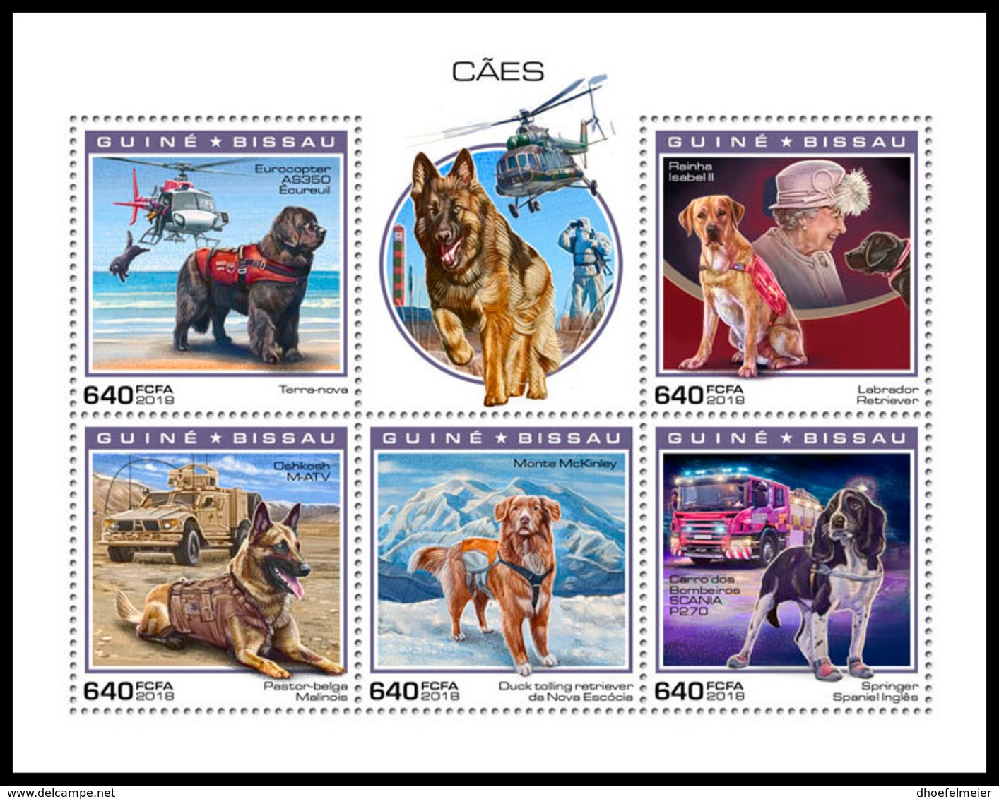 GUINEA BISSAU 2018 MNH Fire Engines Feuerwehr Camions De Pompiers Dogs M/S - OFFICIAL ISSUE - DH1904 - Bombero