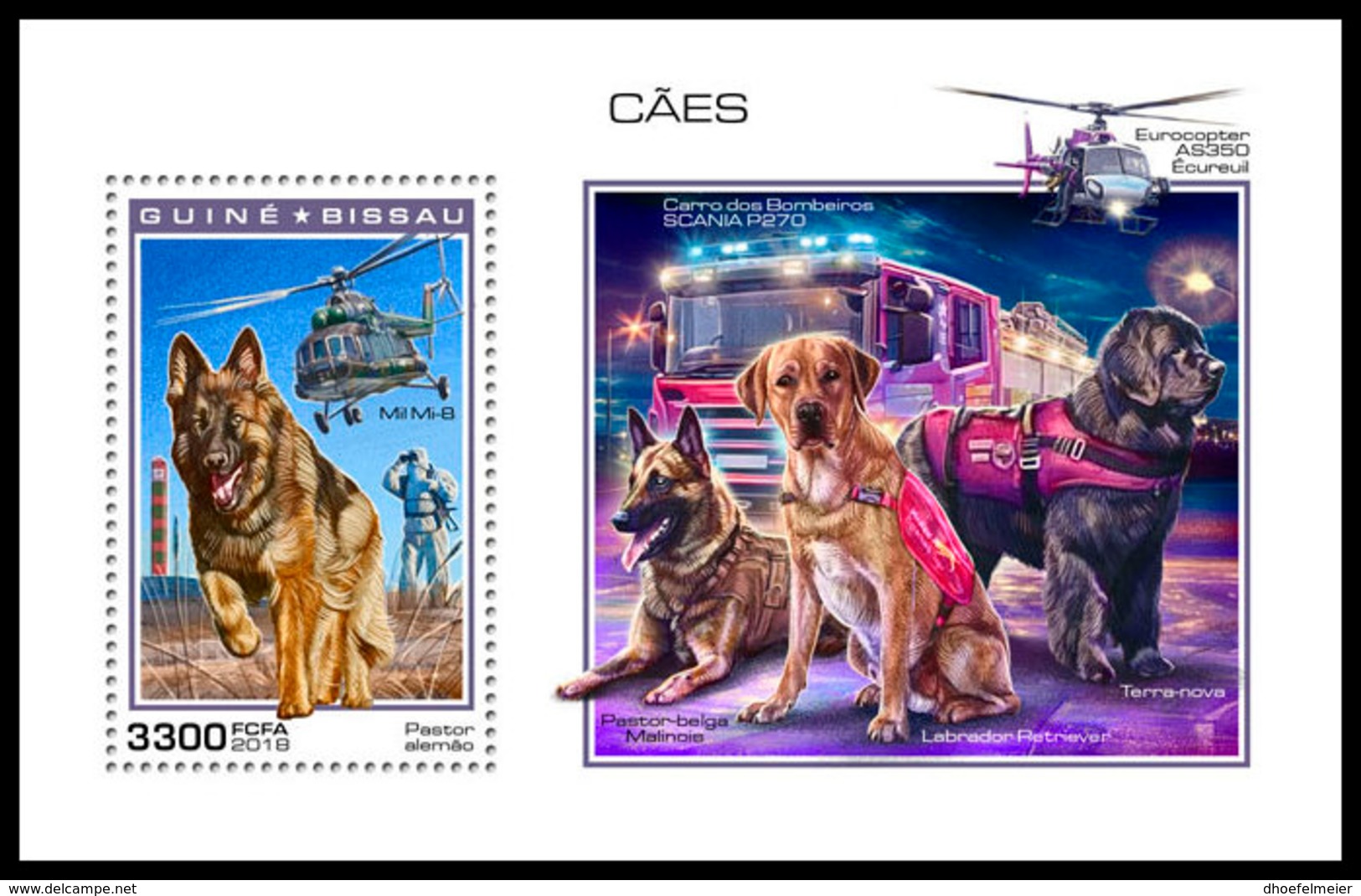 GUINEA BISSAU 2018 MNH Dogs Hunde Chiens S/S - IMPERFORATED - DH1904 - Hunde