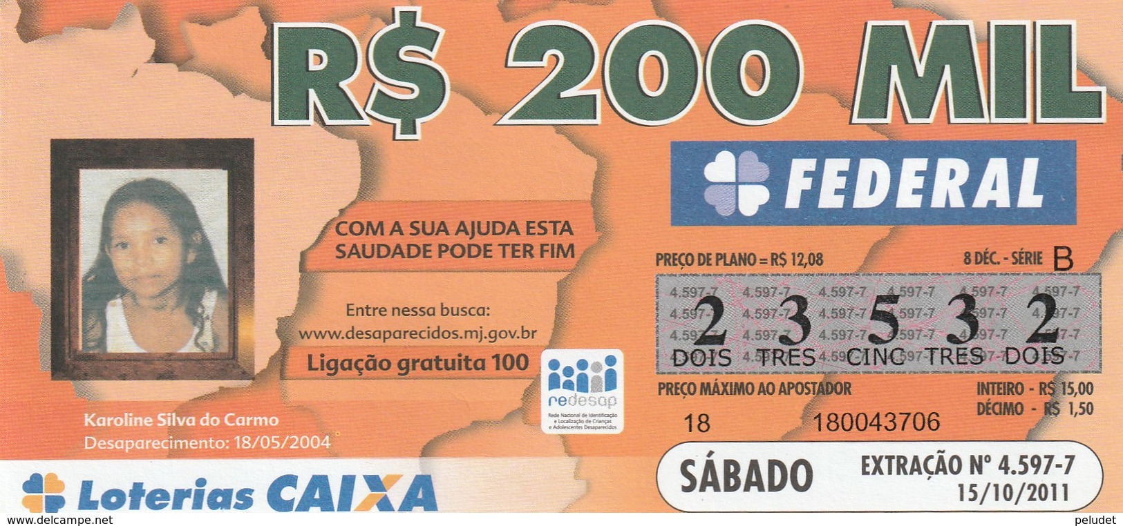 Capicúa, Palindromic Number, Nombre Palindrome - Brasil - Loterias CAIXA - 23532 - Billetes De Lotería