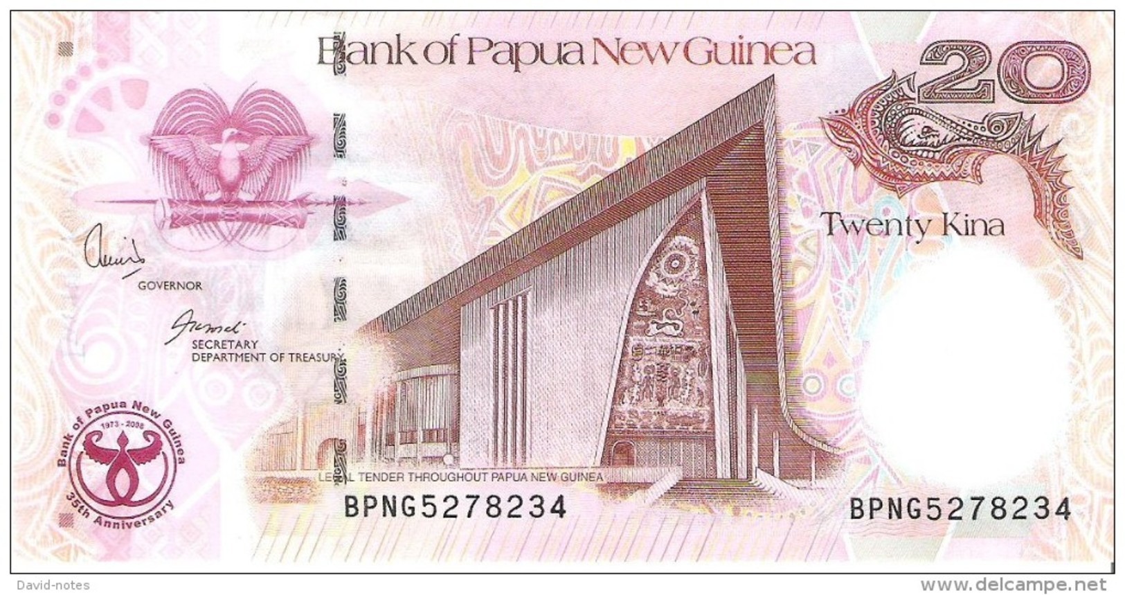 Papua New Guinea - Pick 36 - 20 Kina 2008 - Unc - Commemorative - Papua New Guinea