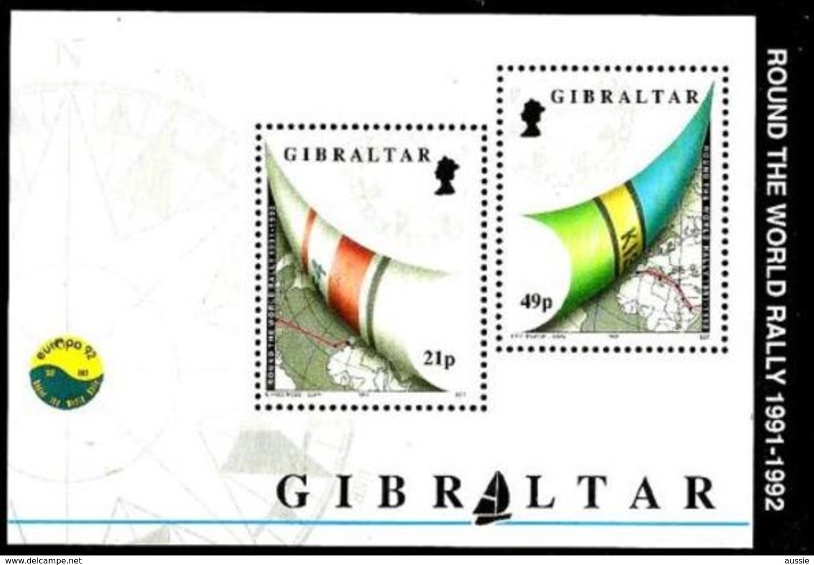 Gibraltar 1992 Yvertnr Bloc 16 *** MNH Cote 6,00 Euro Rally Nautique Autour Du Monde - Gibraltar