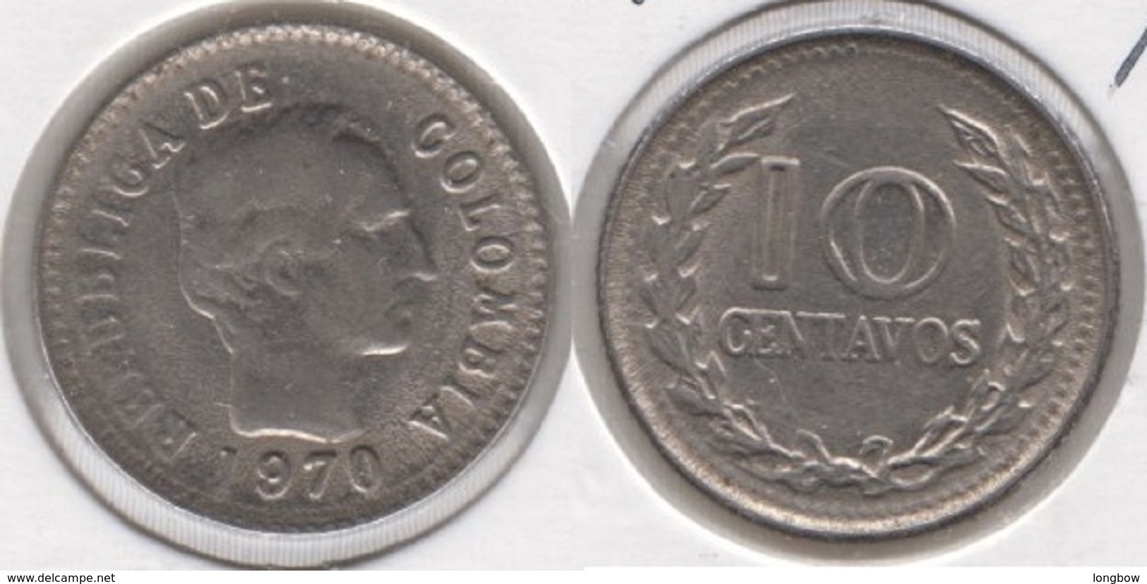 Colombia 10 Centavos 1970 KM#236 - Used - Colombia