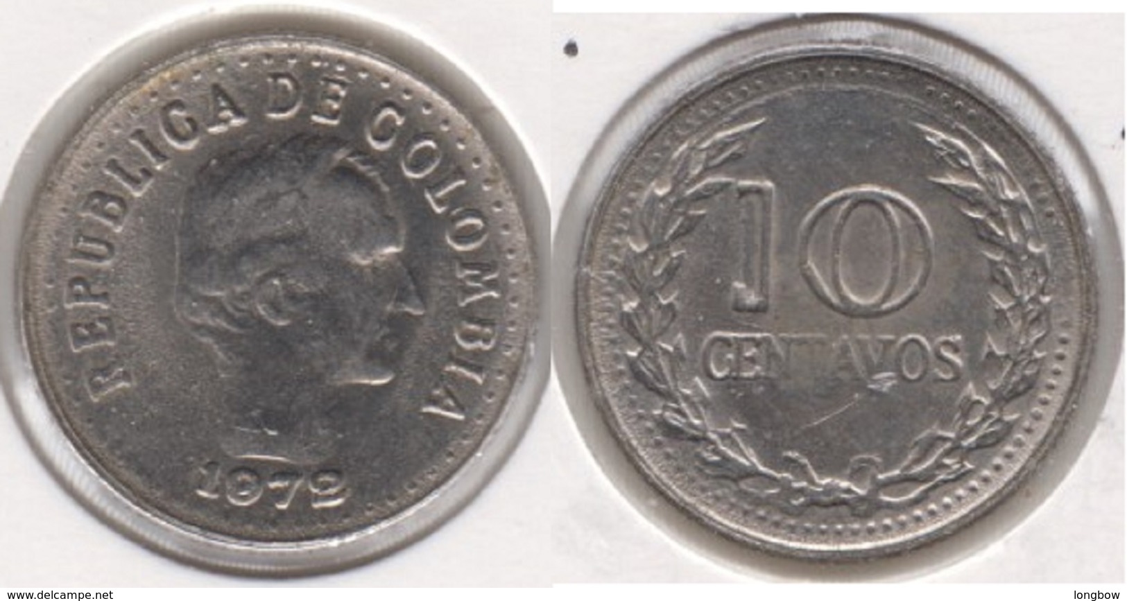 Colombia 10 Centavos 1972 KM#253 - Used - Colombia