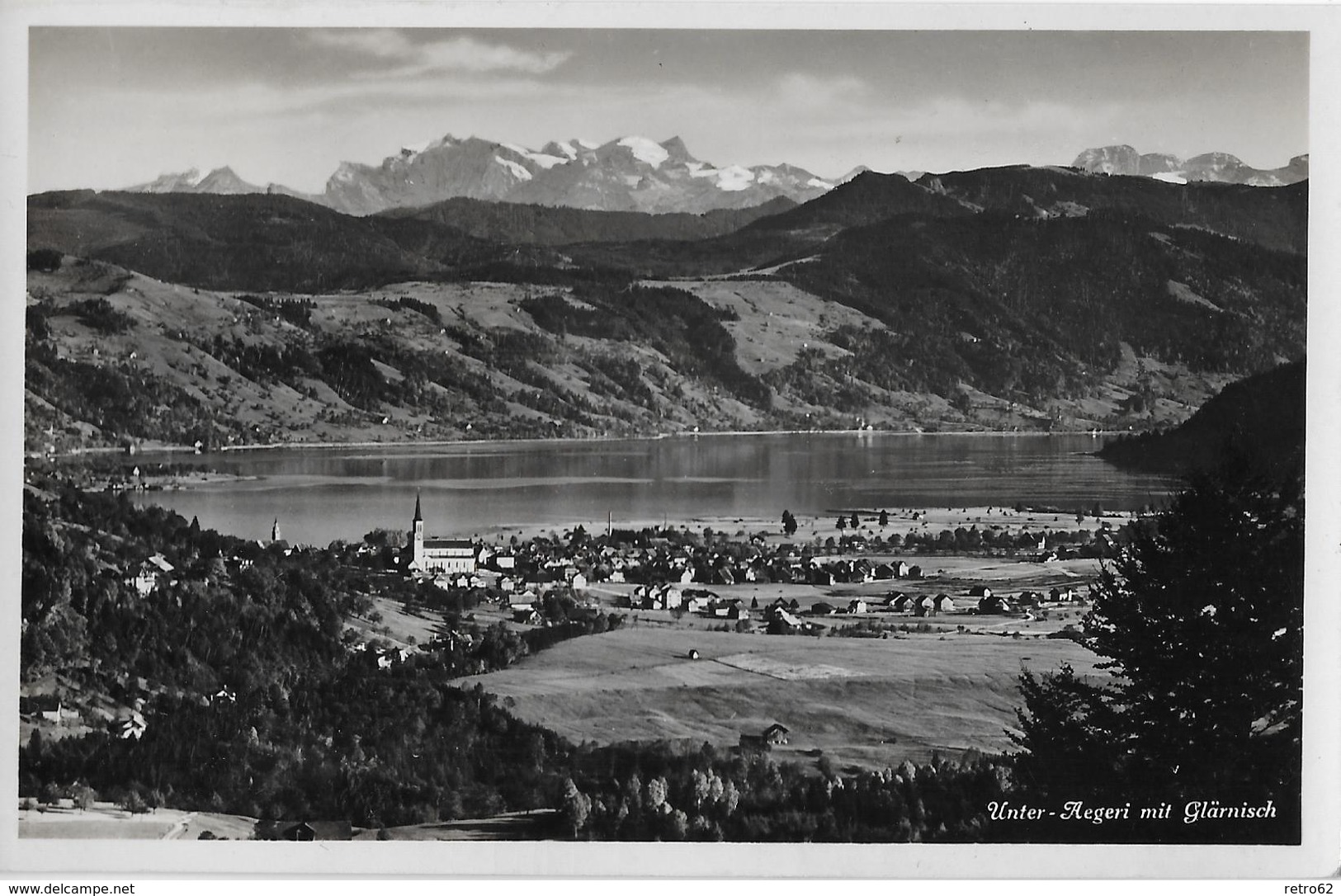 UNTER - AEGERI → Dorfansicht Mit Glärnisch, Fotokarte Ca.1940 - Autres & Non Classés