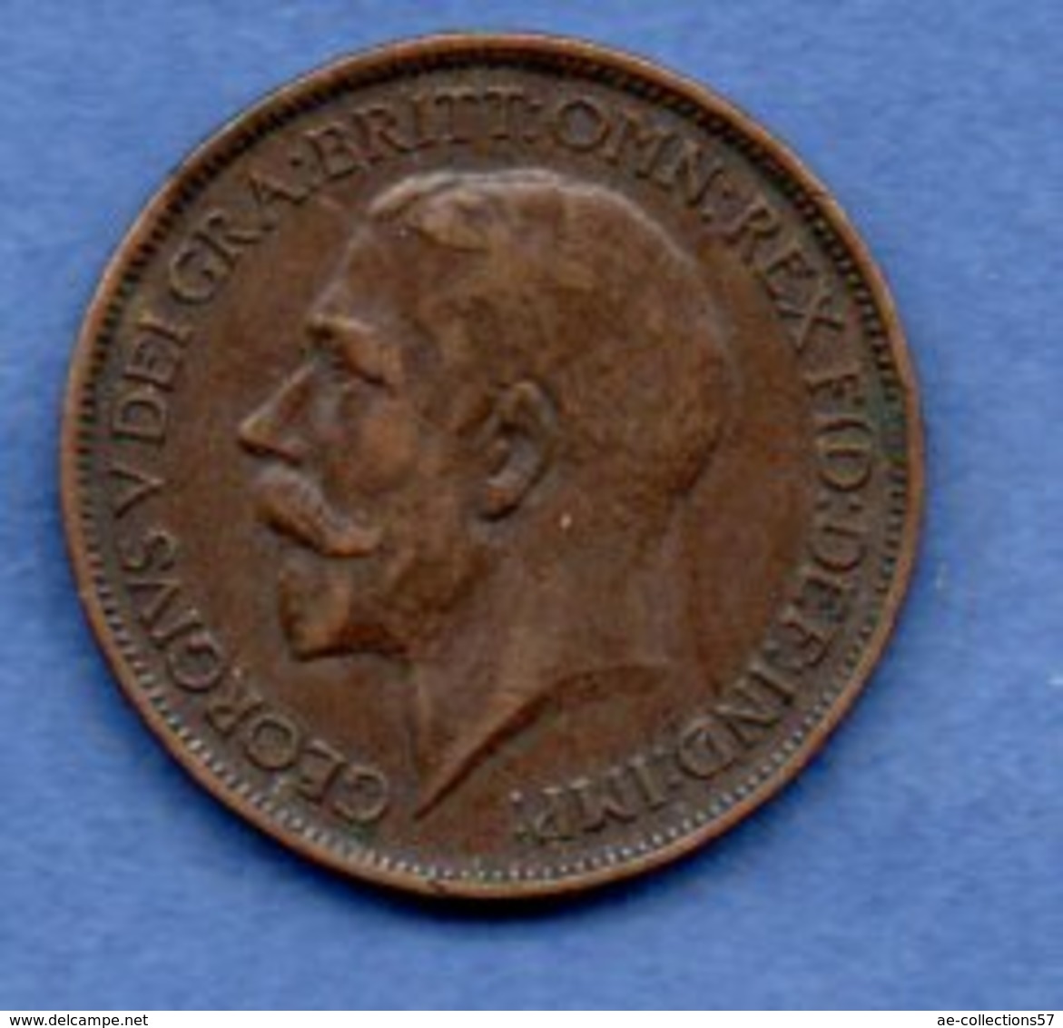 Grande Bretagne  - 1/2 Penny 1917 -  Km # 809  - état  TB+  -  Petit Coup Tranche - C. 1/2 Penny