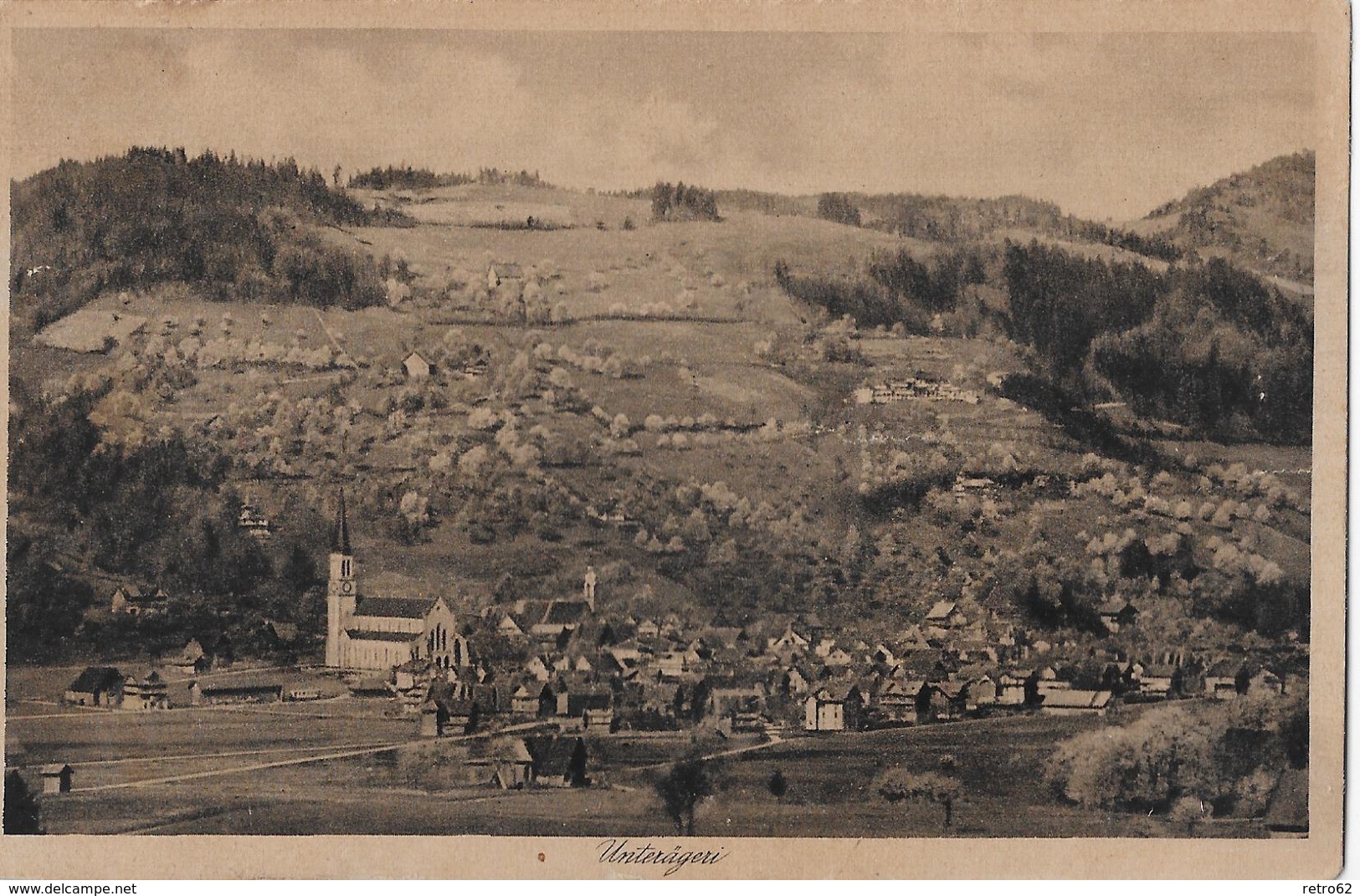 UNTERÄGERI → Alte Dorfansicht, Kupferdruck Ca.1930 - Unterägeri