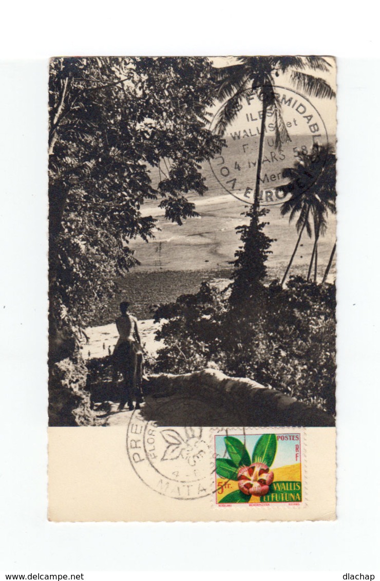 FDC Carte Postale Wallis Et Futuna Premier Jour Mata Utu 1958. Cachet Europe 1 Vous êtes Formidables. (1056x) - FDC