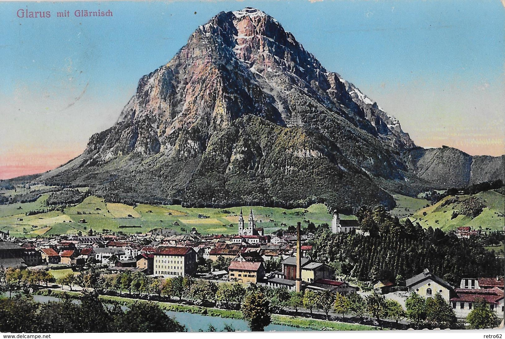 GLARUS → Schöne Gesamtaufnahme Mit Glärnisch Anno 1914 - Autres & Non Classés