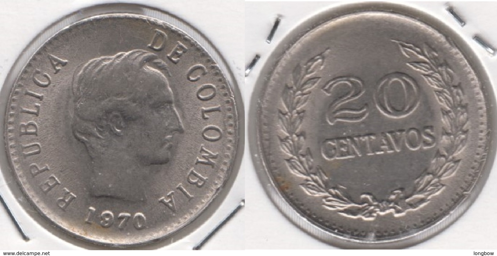 Colombia 20 Centavos 1970 KM#237 - Used - Colombia