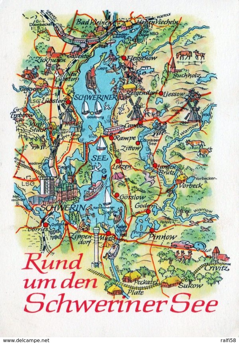 1 Map Of Germany * 1 Ansichtskarte Mit Der Landkarte - Rund Um Den Schweriner See * - Landkarten