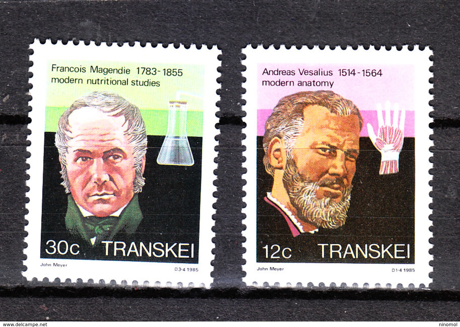 Transkei -1985. Vesalius Anatonomo  E  Magendie Farmacologo.Vesalius Anatomy And Magendie Pharmacologist. MNH - Medicina