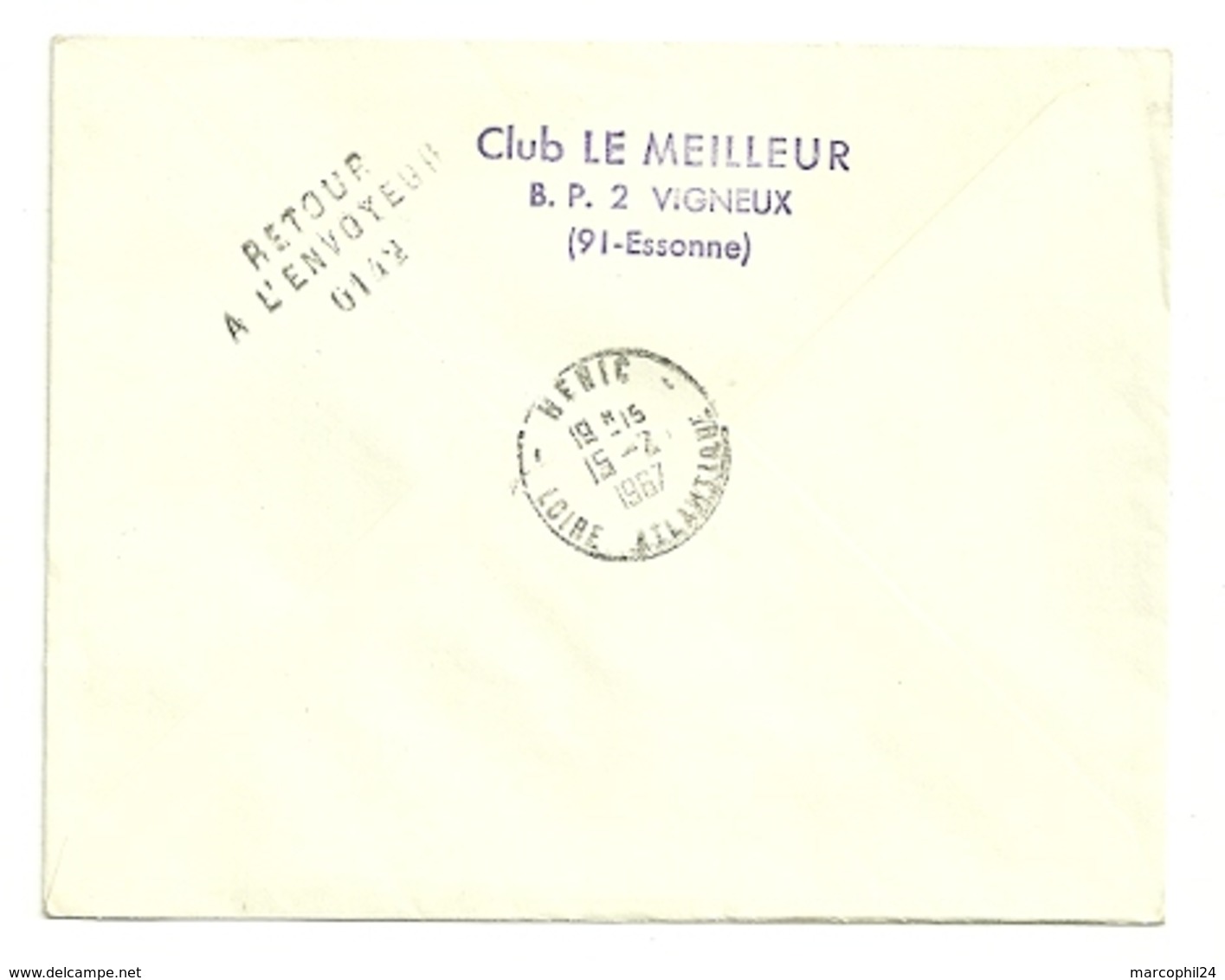 LOIRE ATLANTIQUE - Dépt N° 44 = HERIC  1967 = RETOUR ENVOYEUR N° 6142  Sur Préo N° 124 + Cachet A8 - Manual Postmarks