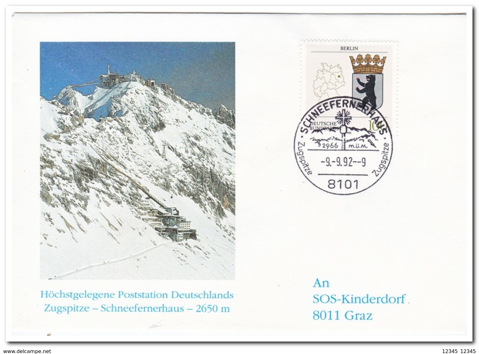 Duitsland 1992, Highest Post Office In Germany - Post