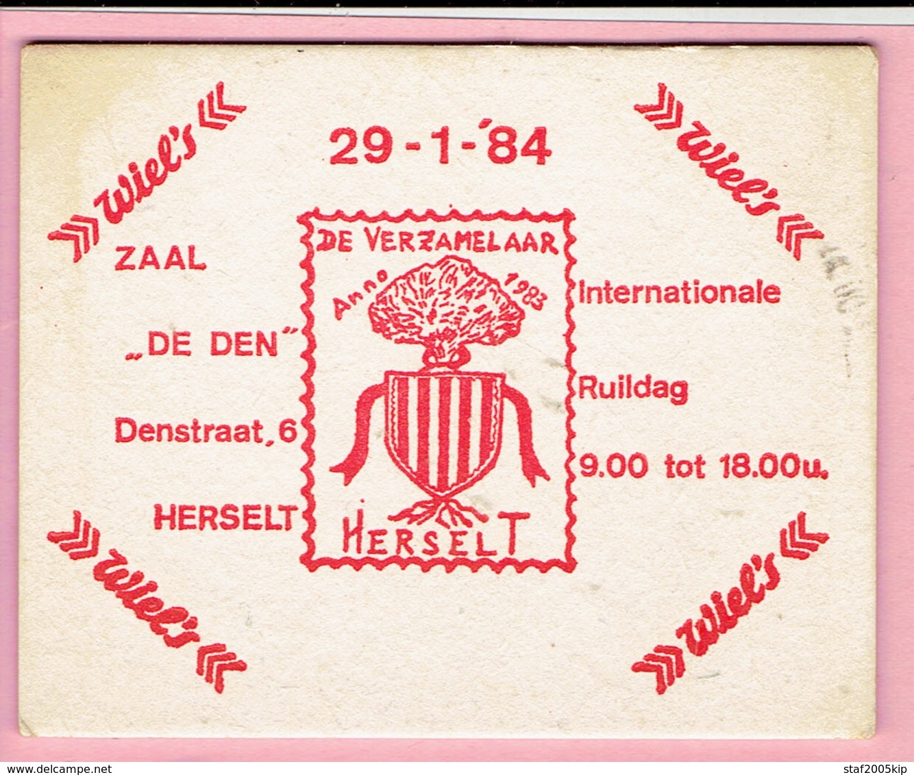 Bierviltje - Wiels - De Verzamelaar Herselt 1984 - Beer Mats