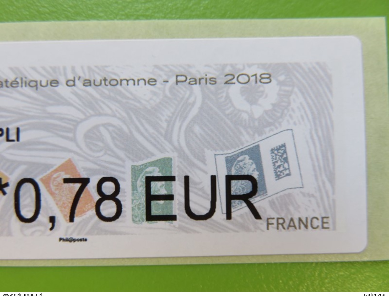 France - Vignette Illustrée 72ème Salon Philatélique D'automne - Paris 2018 - CC 0.78 € Ecopli - Neuf - 2010-... Vignettes Illustrées