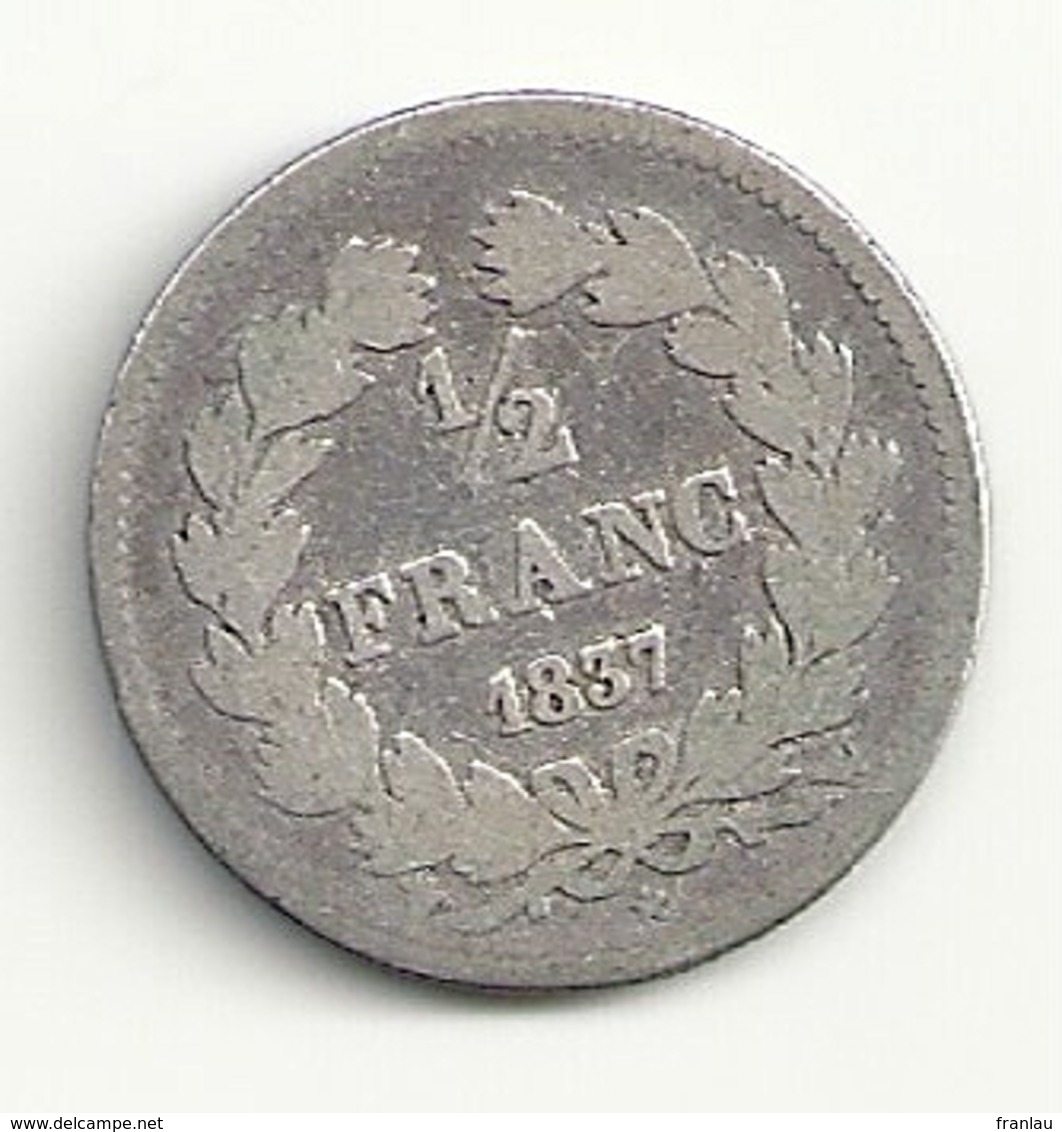 Louis Philippe 1/2 Franc 1837 W Lille  Argent - Autres & Non Classés